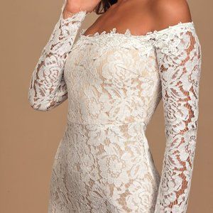 Romance Dreamer White Lace Off-the-Shoulder Maxi Dress